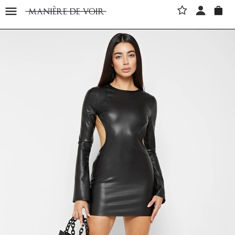 Maniere De Voir Vegan Leather Backless Dress